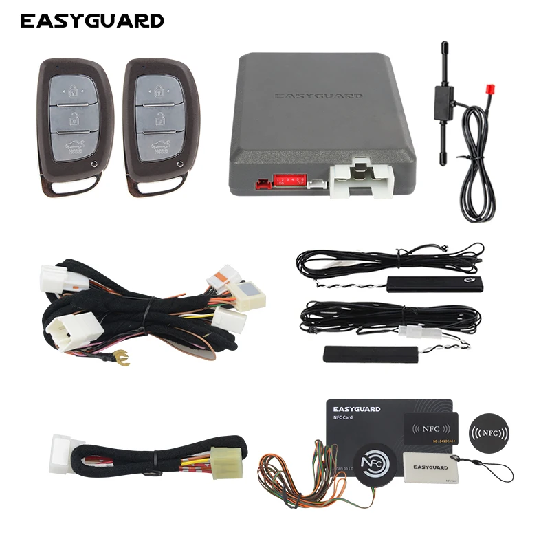 

EASYGUARD Plug & Play CAN BUS подходит для TUCSON 16, SONATA 8th 13,SONATA 9th с заводской кнопкой запуска PKE сигнализация пульт дистанционного управления стартер