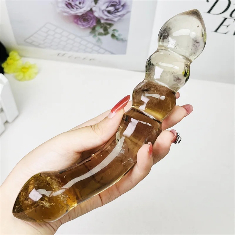 18cm Natural Smoky Quartz Penis Crystal Quartz Yoni Wand Massage Stick Healing Gemstone As Gift For Women 1pcs