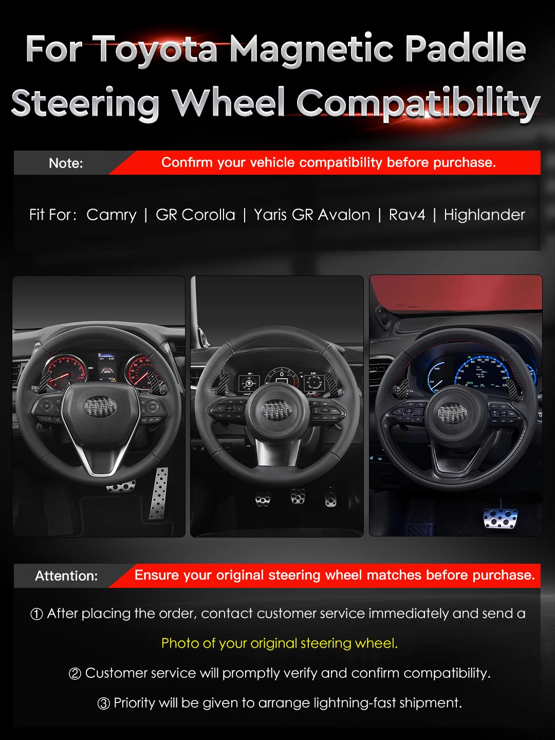OHC Carbon Fiber Magnetic Paddle Shifters For Toyota Corolla Yaris GR Avalon Camry GR Magnetic Attraction Function