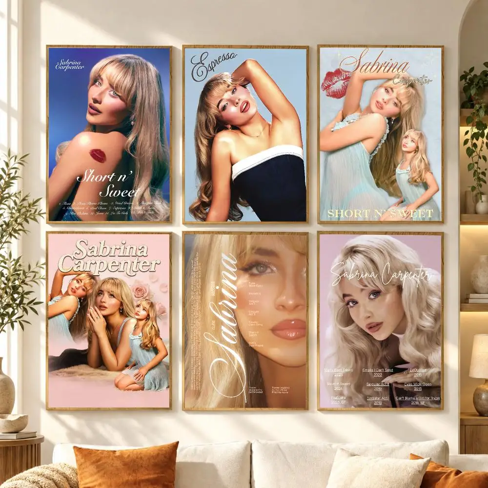Pop Singer S-Sabrina Carpenter Poster Premium Modern Waterproof Wall Art Pictures for Bedroom Living Room Bar Decor