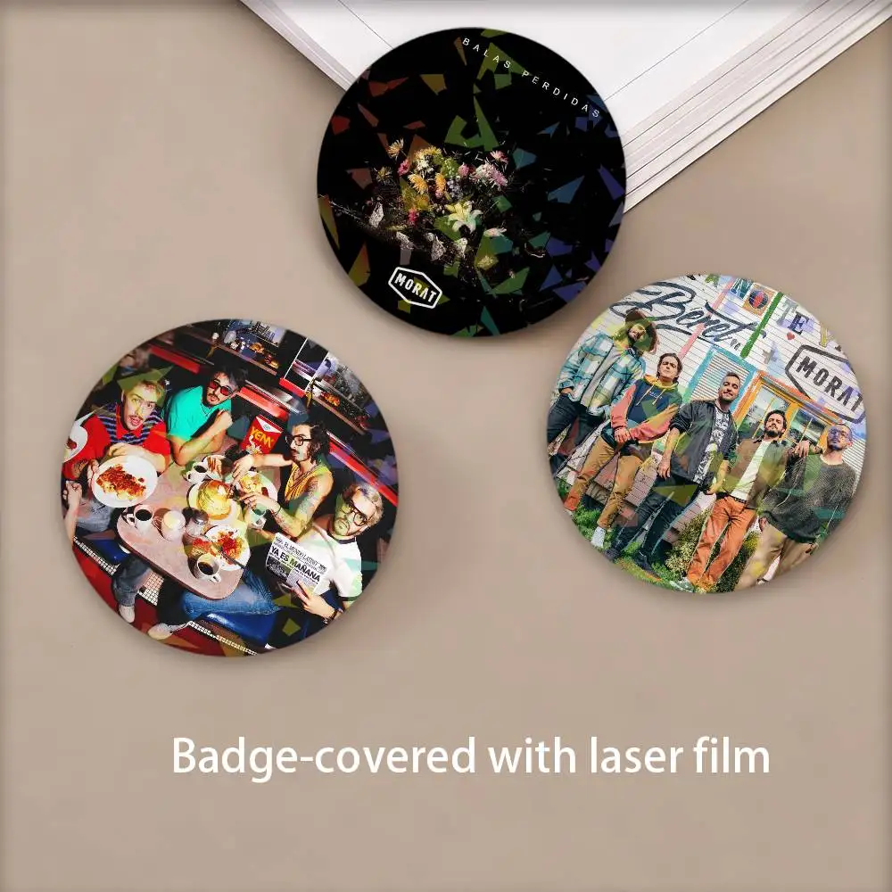 Band M-Morat Fashion Round Badge Lapel Pins for Backpacks Briefcase Laser Brooch Clothes Gifts