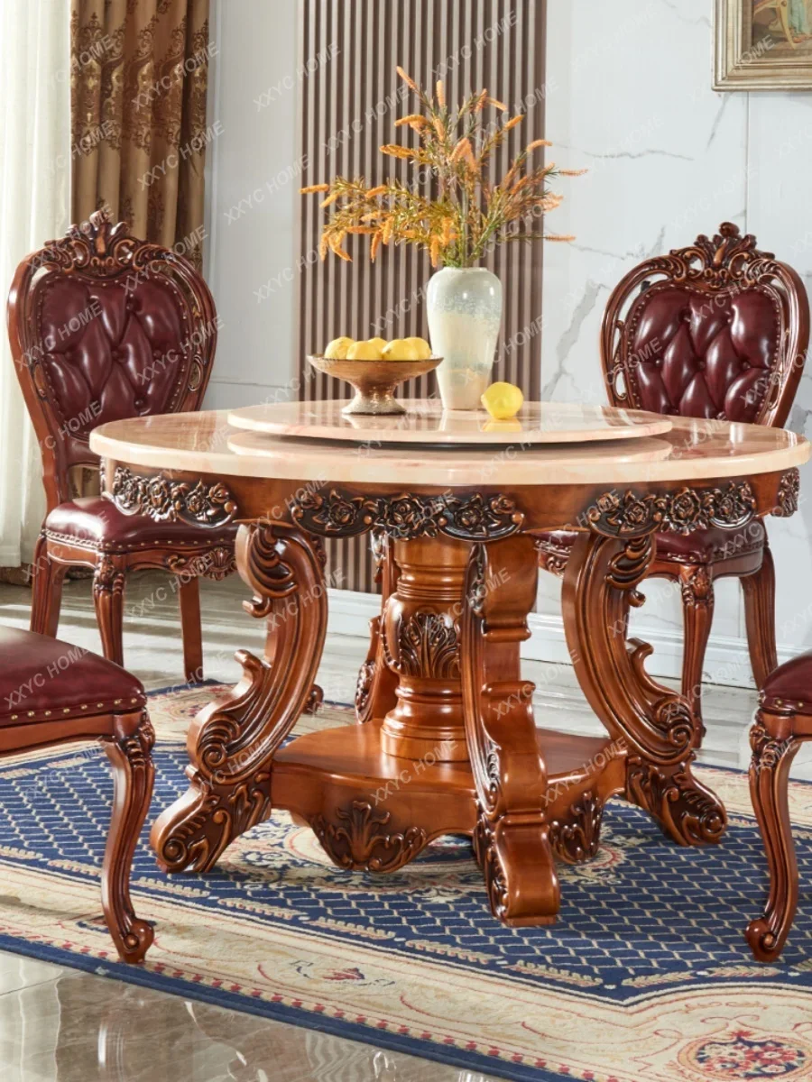 Dining Tables and Chairs Set Marble Solid Wood round Dining Table Living Room Home Dining Table