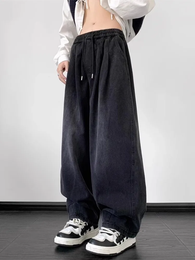 

Retro Waed Wide Leg Men's Jeans Loose Oversize Casual Straight Long Pants Japanese Sle Trendy Brand Youth ular