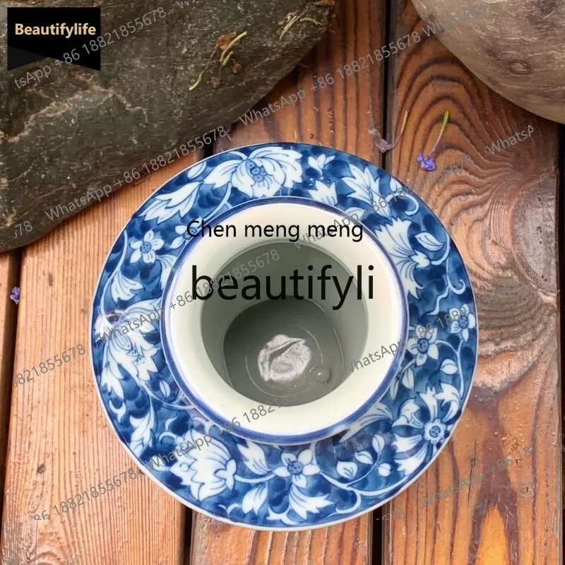 GG Nanhai Story Series Flower Vase Blue and White High Foot Vase Antique Ceramic Decorative Ornament