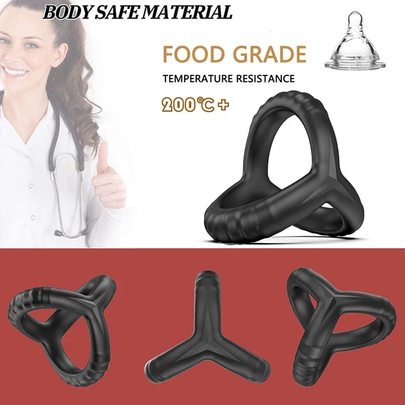 Black Silicone Cock Ring Delay Ejaculation Semen Lock Ring Reusable Cockring Men Penis Ring Sex Toys for Couples Sexshop image 2