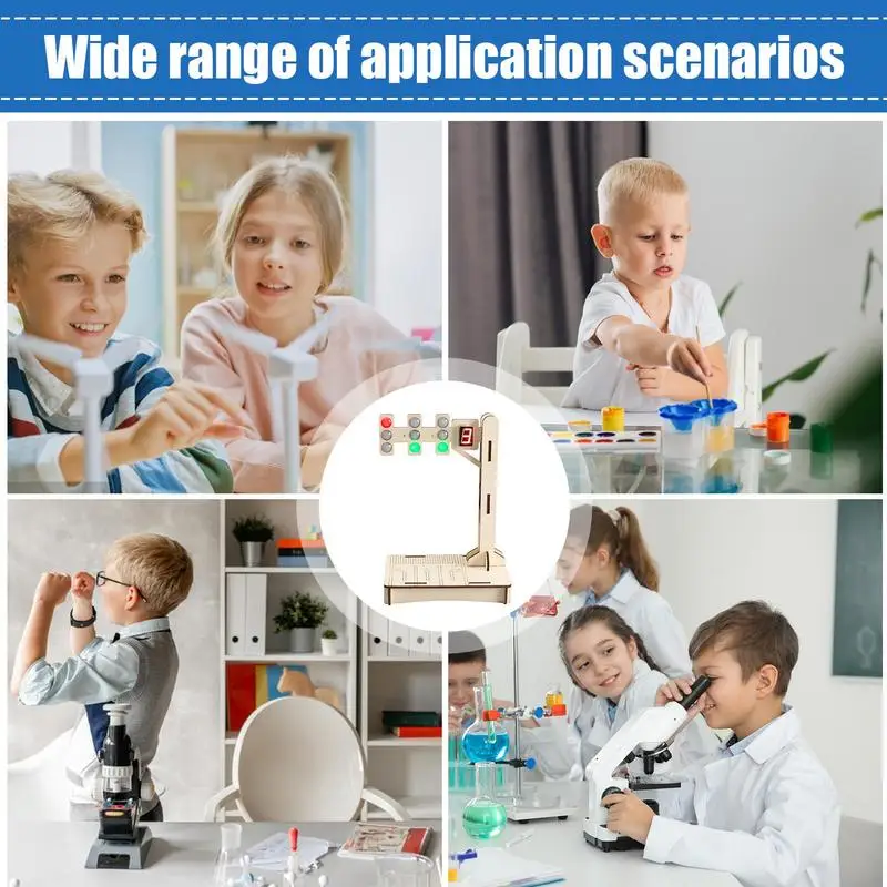 Light Signal Toys For Kids Smooth Wooden Model 3D Puzzle Long Lasting Traffic Light Toy Fun And Educational Signal Toys For