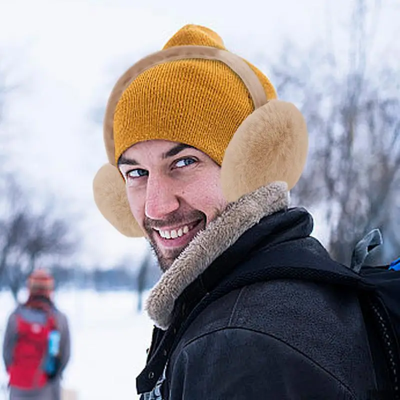 Orejeras de invierno esponjosas y plegables para hombres, mujeres y niños, calentadores de oídos extraíbles, protección para los oídos, cubiertas