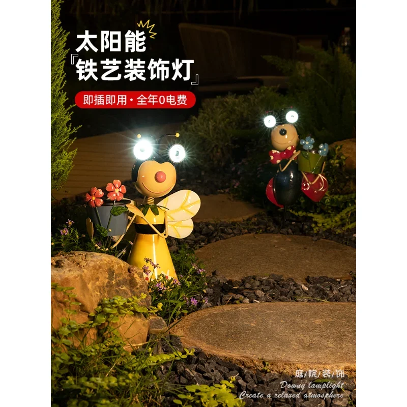 

Solar Outdoor Waterproof Bee Ladybug Animal Iron Lamp Lawn Landscape Ground Lamp