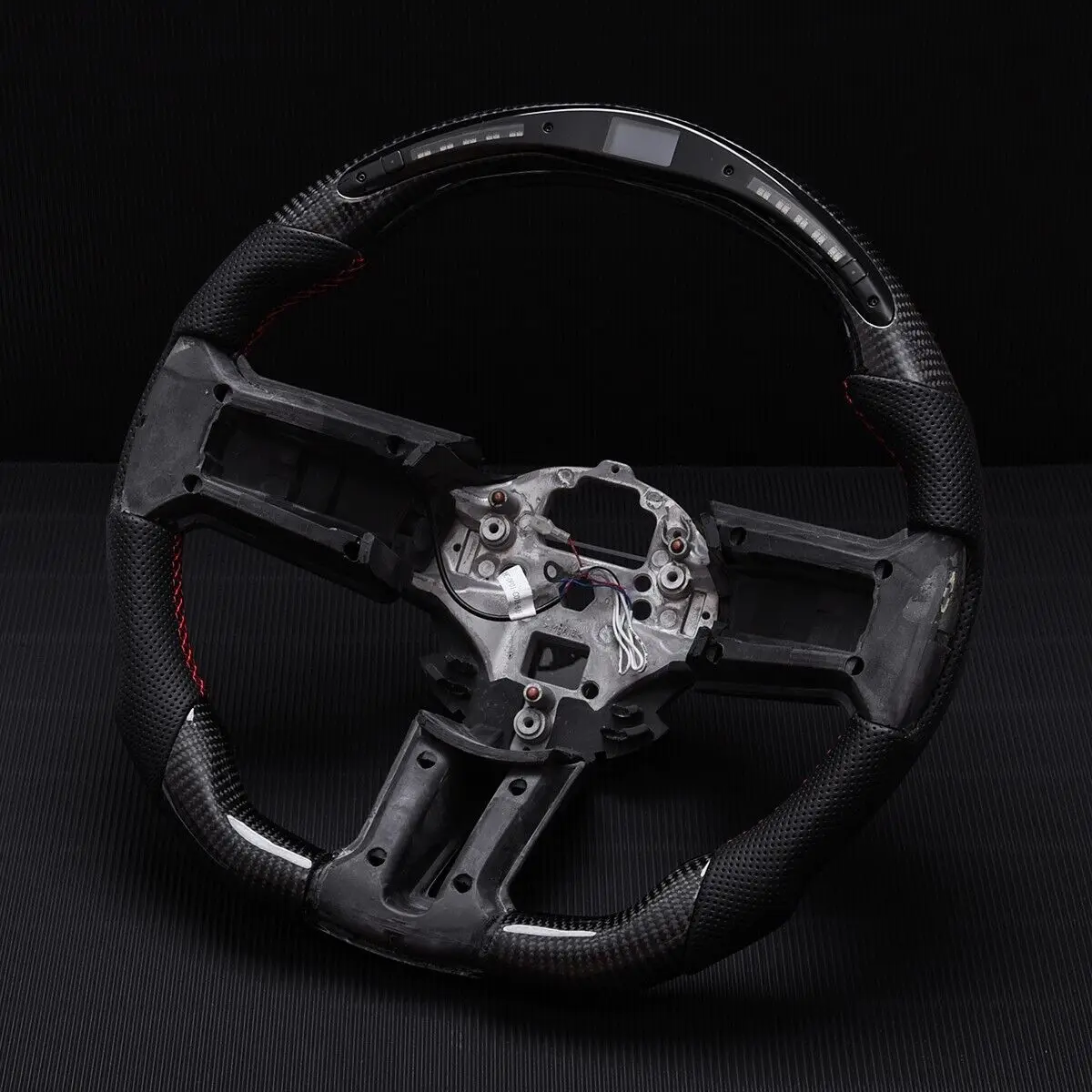 Real Carbon Fiber LED Steering Wheel Compatible with Ford Mustang 2012-2014, Sport Modified Steering Wheel