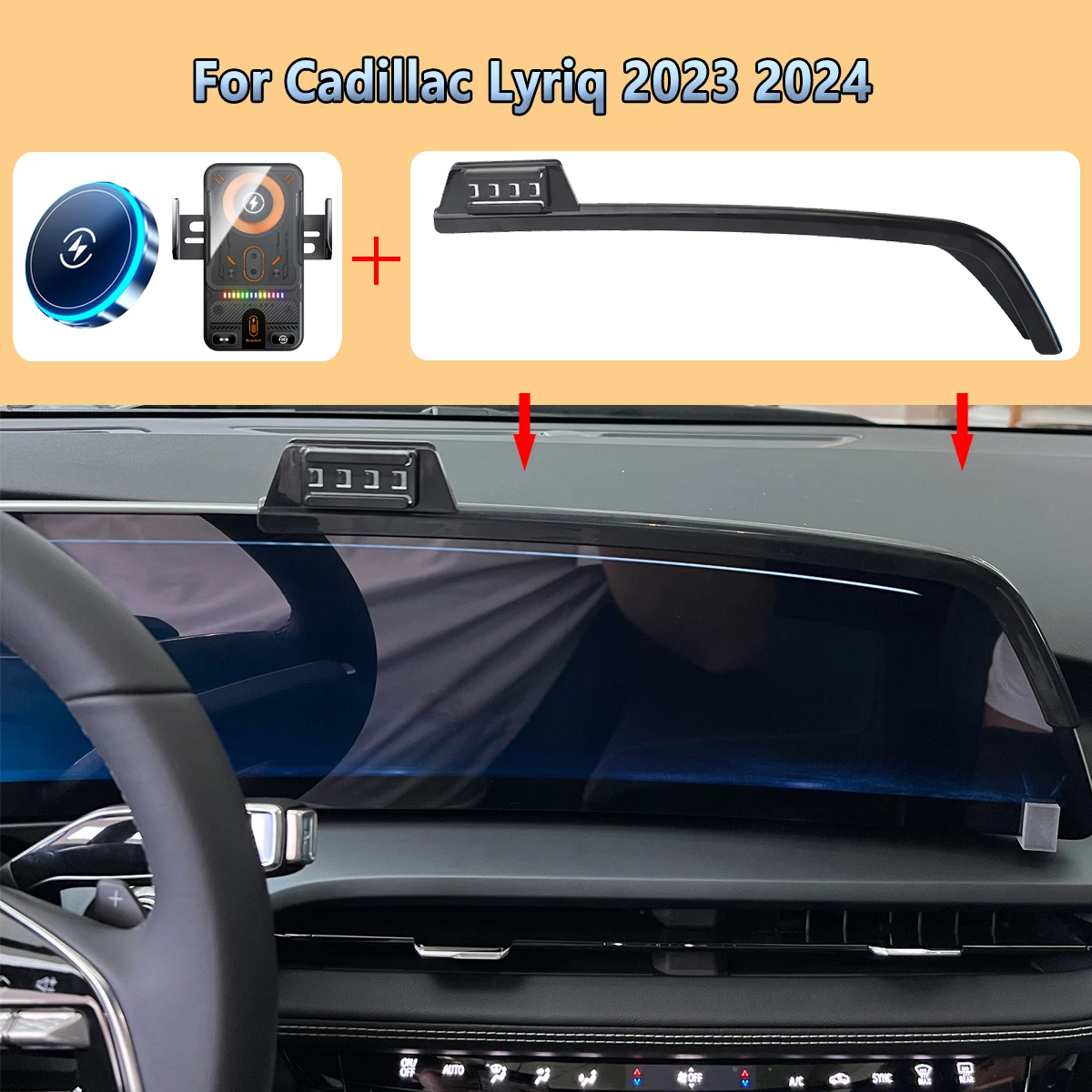 

Car Phone Screen Holder For Cadillac Lyriq 2023 2024 Magnetic Wireless Charging For MagSafe Car phone Fixed Mount Accessories