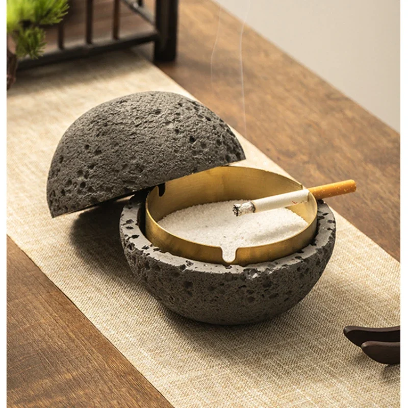 

Cement ashtray creative personality trend anti-fly ash cover living room home