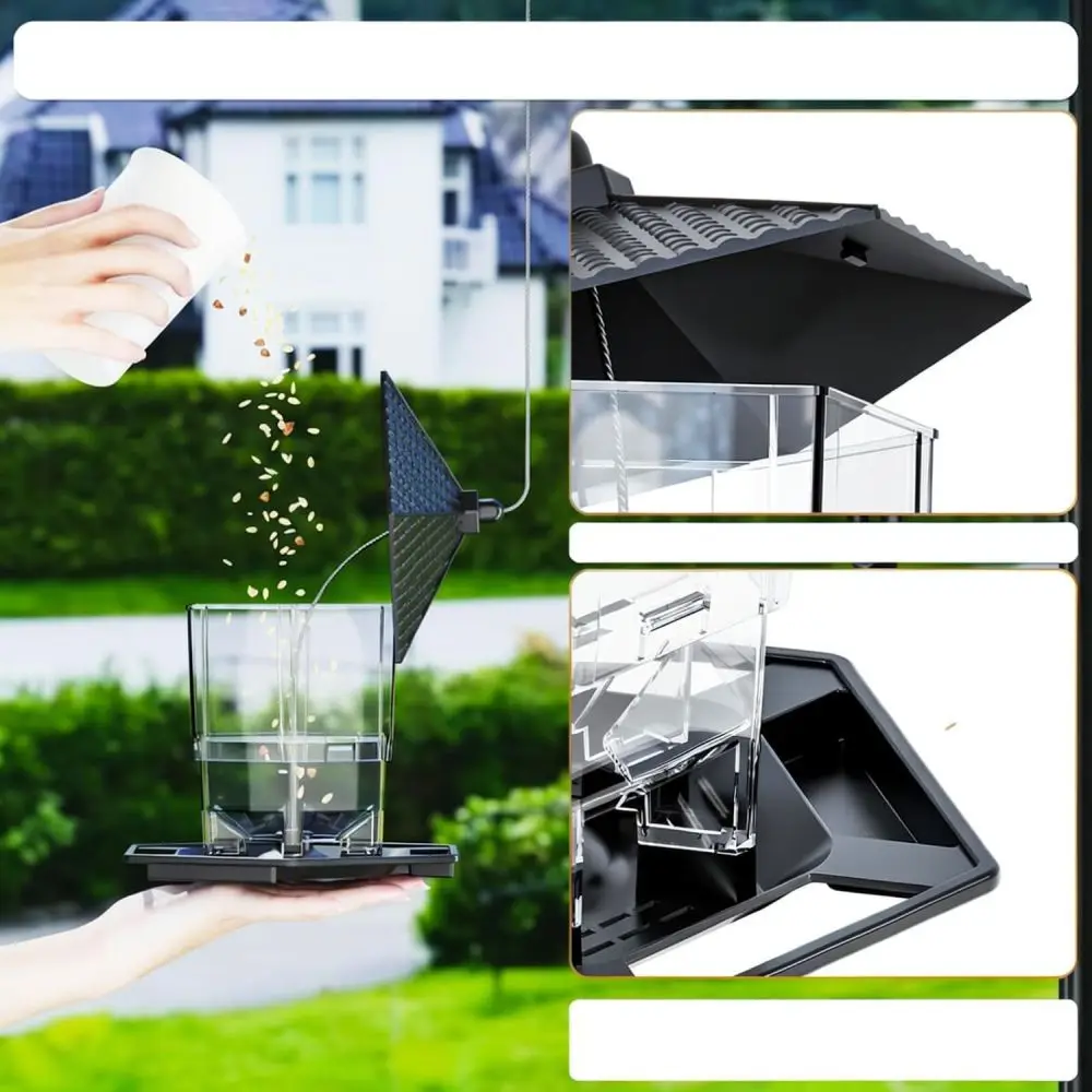 Outdoor Window Bird Feeder Clear Plastic House Backyard Bird Watching Feeding Tool Strong Suction Cup Fastener