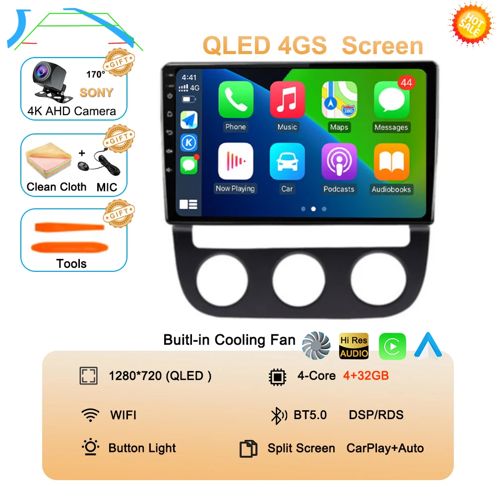 Android 16 Carplay Auto voor Volkswagen Jetta 5 2005 2006 2007 2008 2009 2010 autoradio GPS multimediaspeler 4G head unit stereo