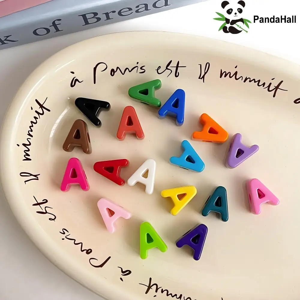 PandaHall 500g Opaque Acrylic European Letter Beads, Large Hole Mixed Color A-Z, Per Letter for Name Bracelet Jewelry Making