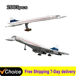 2083PCS Airbus Concorde Building Kit World’s first supersonic Airliner Aviation Space 10318 Shuttle Blocks Brick Toys Kids Gifts