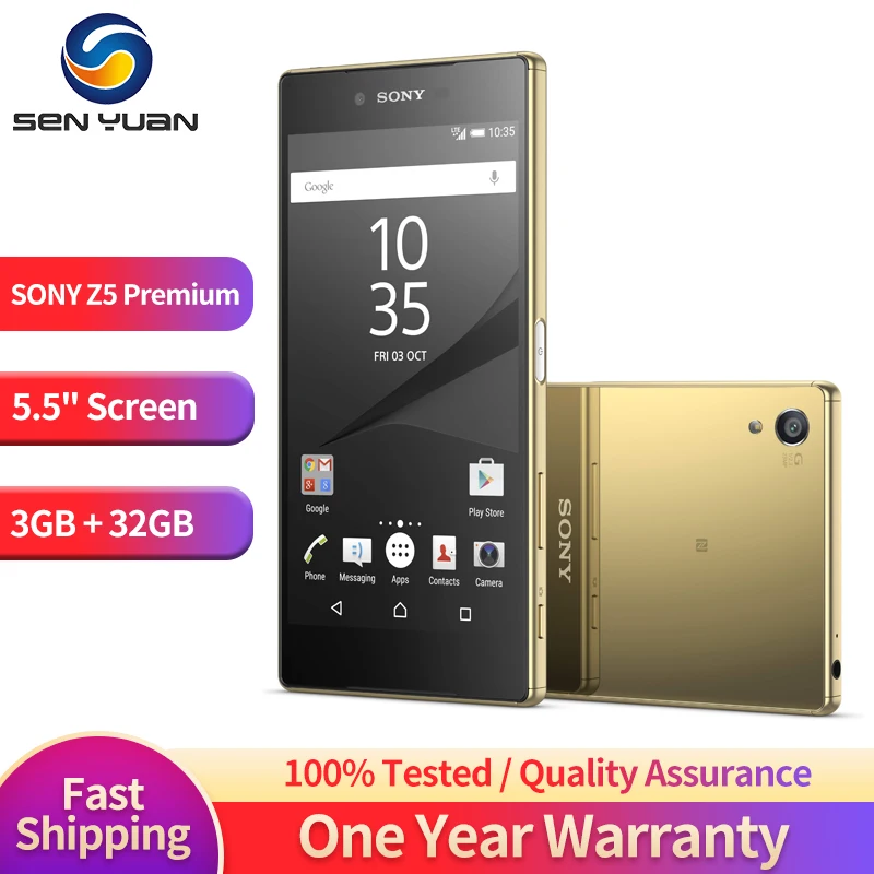 

Original Sony Xperia Z5 Premium E6853 E6883 4G Mobile Phone 5.5" 3GB RAM 32GB ROM Single/Dual SIM 23MP GPS Octa Core CellPhone