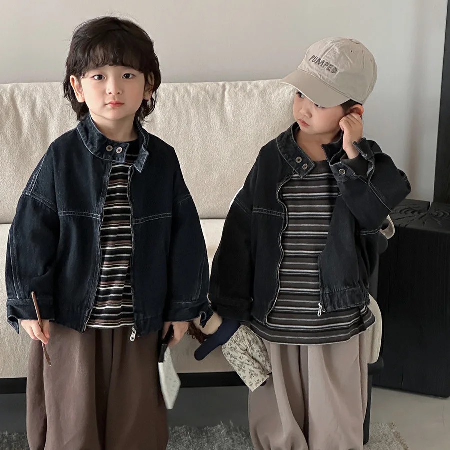 

‌2025 Fall Kids Denim Jacket Boys Girls Loose Casual Coat for Toddler 1-8 Years Children's Outerwear Autumn