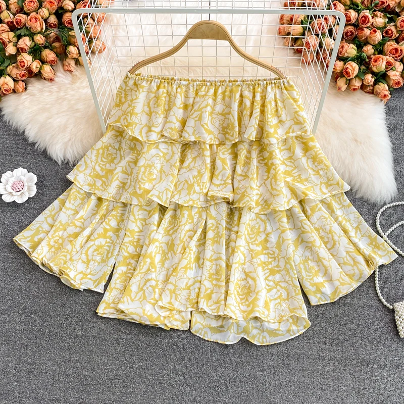 ゆったりとした花柄プリントのワンショルダートップス、ベルスリーブ、ランタンスリーブ、韓国風スリーブ、通勤用ロングスリーブトップス、若い女性向け