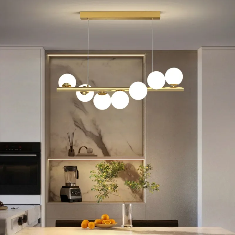 Plafonnier Composé de Boules de Verre G9 au Design Nordique Moderne, Luminaire Décoratif d'Nik, Idéal pour une Salle à Manger, une Cuisine, un Bar ou un Bureau