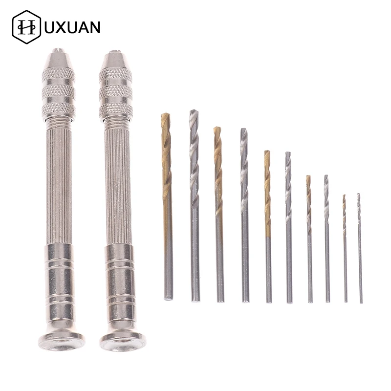 【New】50Pcs Precision Pin Vise Hobby Drill With Model Twist Hand Drill Bits Set High Speed Hole Opening DIY Drilling Tool