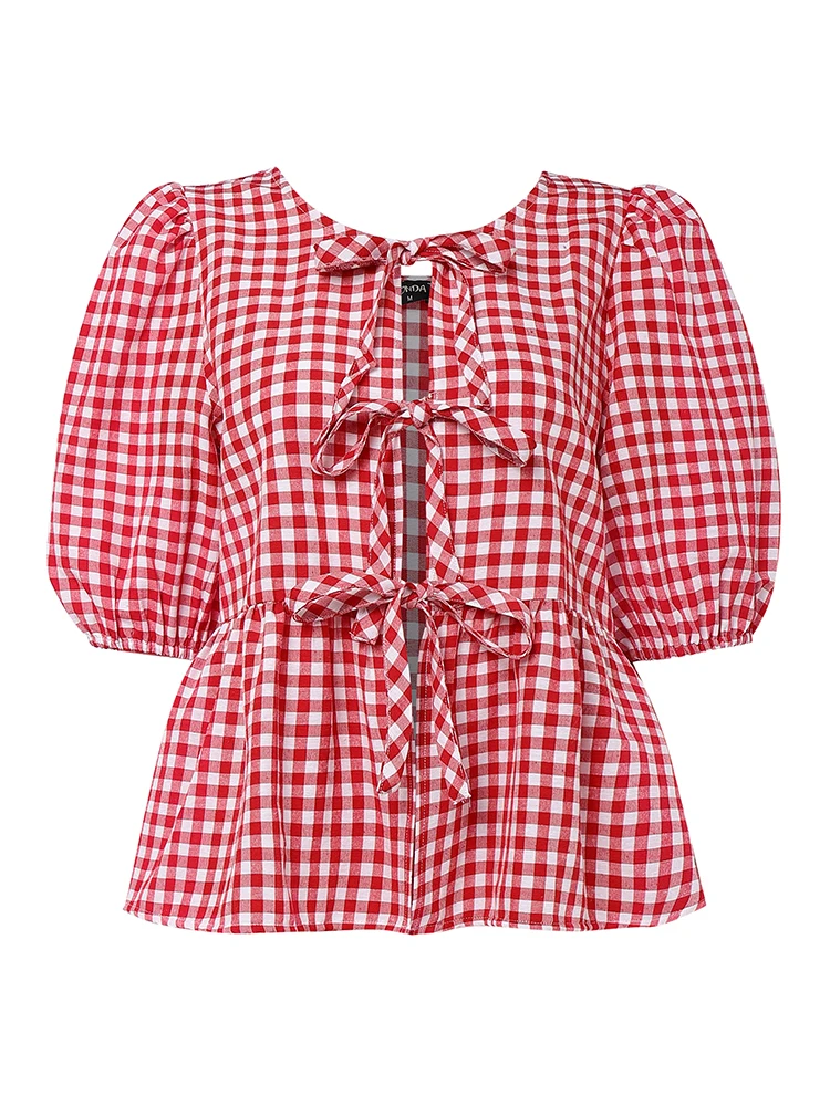 مجموعات الصيف القصيرة فوندا 2025 المرأة موضة خمر منقوشة قطعتين وتتسابق قصيرة الأكمام ضمادة القمم و القوس السراويل مجموعات غير رسمية