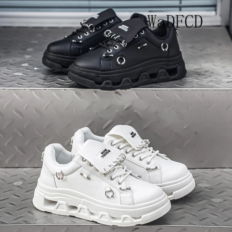 

Sneakers Casual Plus Size 45 Men Designer Punk Board Shoes Fashion Leather Breathable Height Increased Flat Platform Sport Shoes