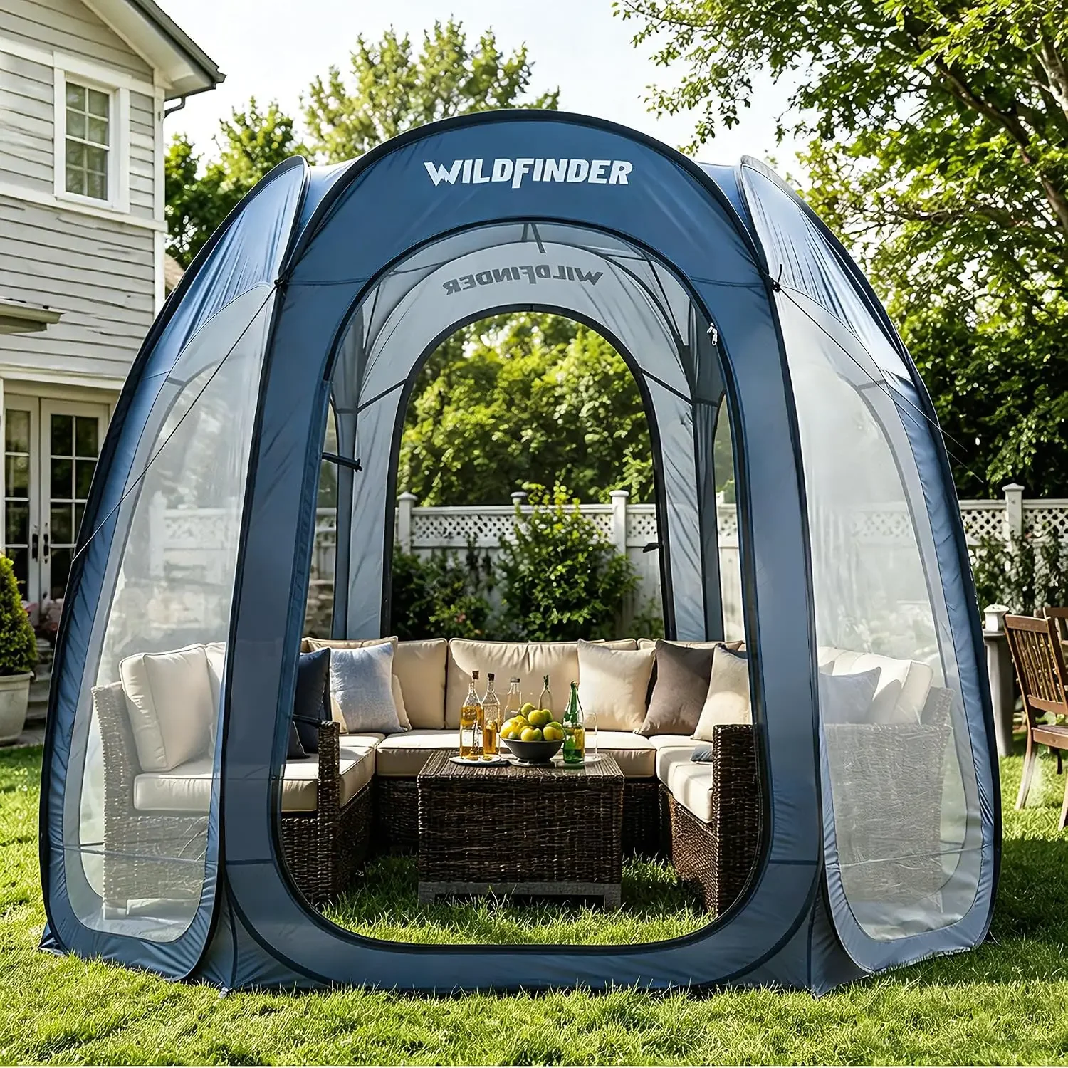 10x10 Pop Up Screen House Tent, Screened Canopy with Mesh Walls | Fits 4-6 Person,Portable Waterproof Instant Gazebo, Backyard