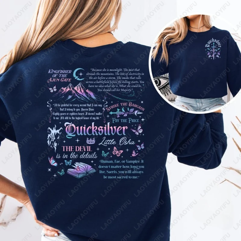 Quicksilver Kingfisher Crewneck Fantasy Bookful Sweatshirt Saeris Fane Romantasy Gift Callie Hart Merch Brimstone Adult Pullover