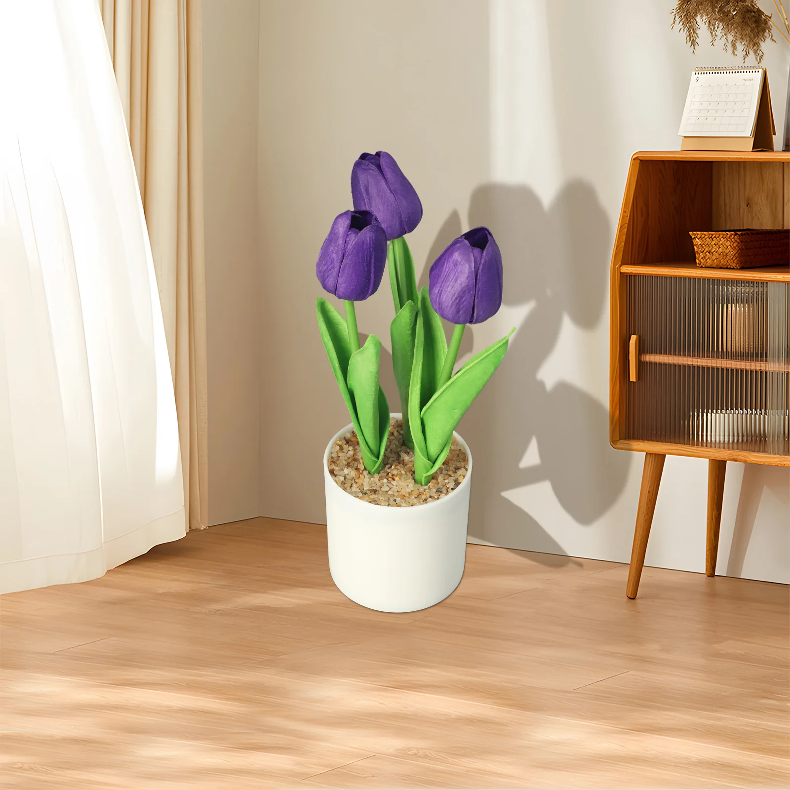 Flores artificiales tulipán en maceta plantas falsas árbol en maceta decoración del banquete de boda para el hogar plástico rosa amarillo rojo decoración Champagneb