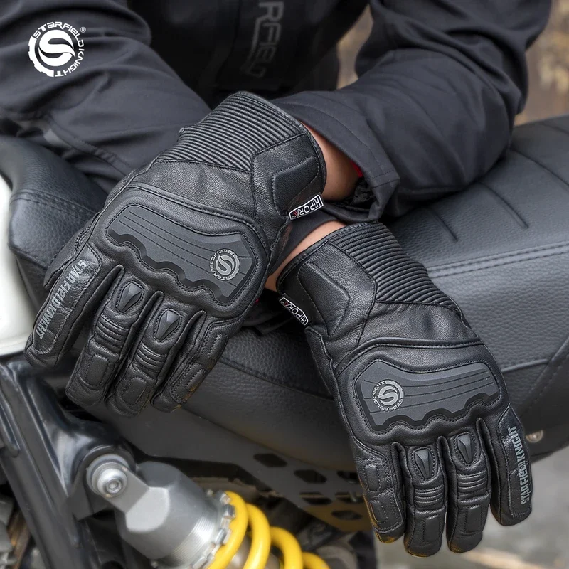 

SFK Genuine Leather Waterproof Motorcycle Gloves Touchscreen Protection Men Thermal Winter Warm Windproof Climbing Ski Items