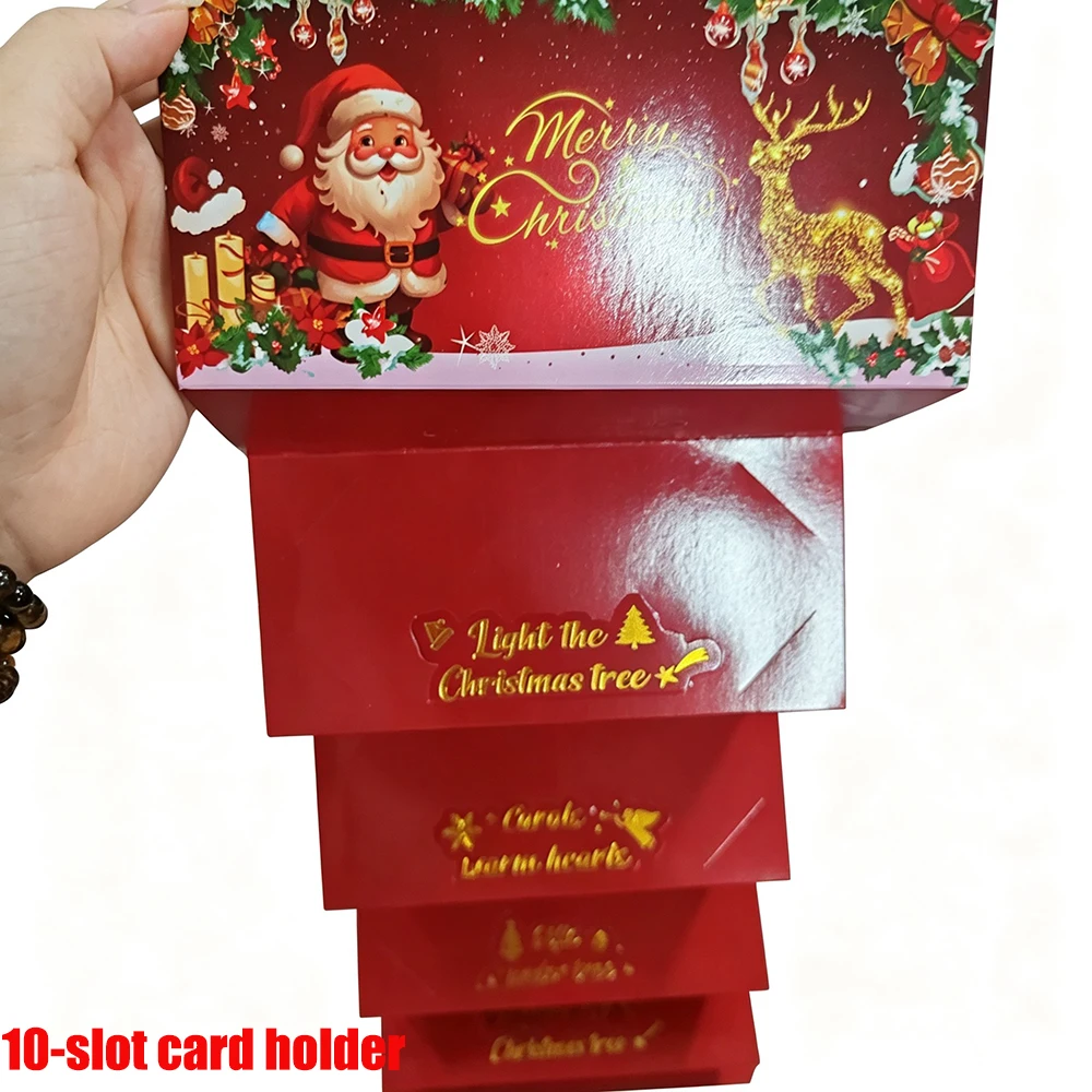 1 Red Christmas 10-Compartment Red Envelope, Can Be Used for Hanging Decorations on the Christmas Tree, Christmas Greeting Card Hanging Decoration, Christmas Holiday Decoration - Christmas Gift. Suitable for Thanksgiving, Christmas, Halloween, New Year, and Other Holidays