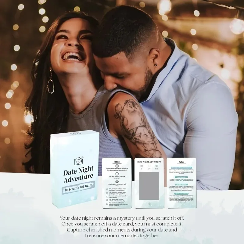 لعبة بطاقات التاريخ الليلي 40 فكرة للتاريخ للأزواج، لعبة بطاقات أفكار ليلية رومانسية ممتعة للخدش، هدايا مثالية لها ولها