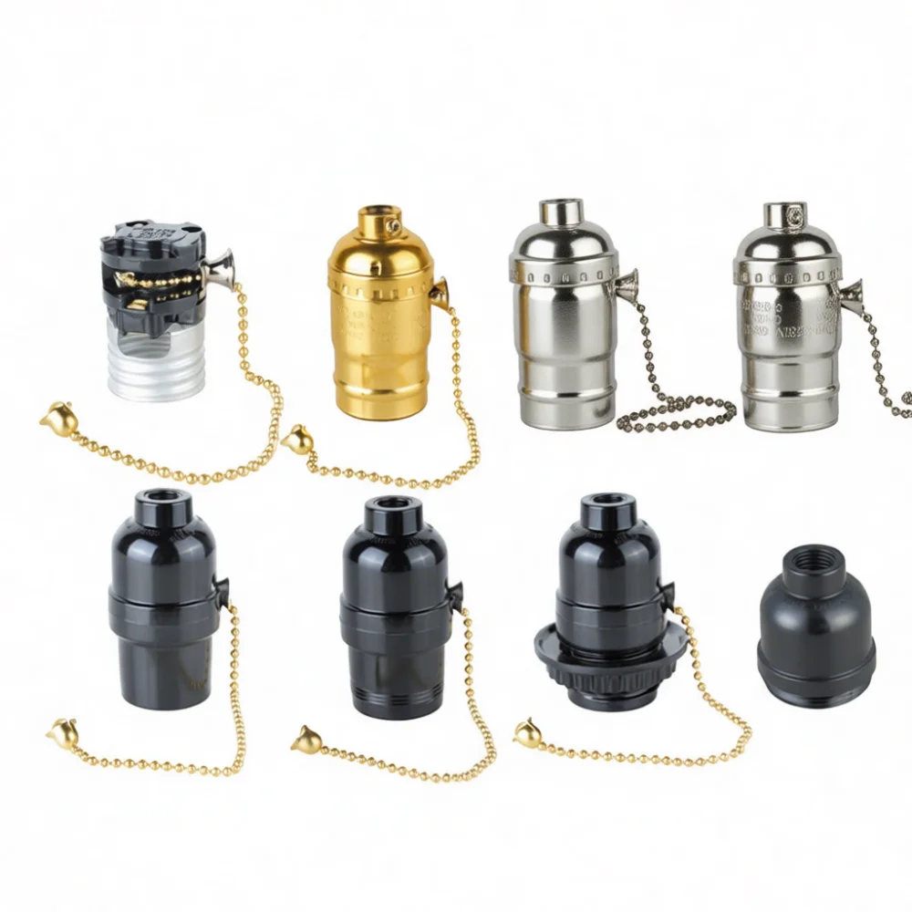 High Quality E26 Pull Chain Socket US Standard Lamp Base For DIY Floor Table Lighting Fixture Repair Replacement Parts
