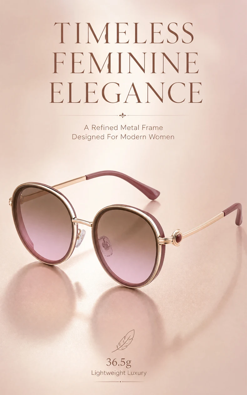 Übergroße runde Sonnenbrille für Damen, 2026, Luxusmarke, klassische Punk-Fahrsonnenbrille für Damen, Vintage-Metallrahmen, Schattierungen, UV400 – Detail 1