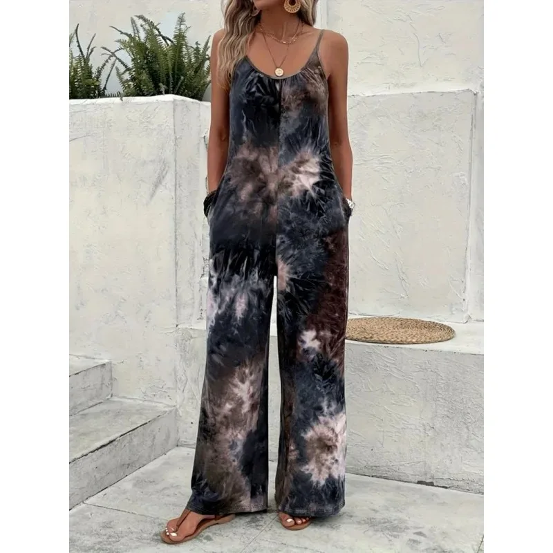 

Summer Women's Clothing Bohemian Style Camisole Vest Jumpsuit Printed Casual Pants European Style Fashion