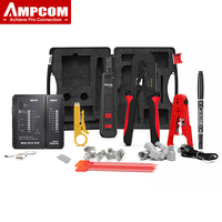 AMPCOM Network Tool Kit, Lan Tester RJ45 Crimper Cat6 CAT5E Connectors RJ11 Punch Down Tool Wire Stripper Pliers Ethernet Cable