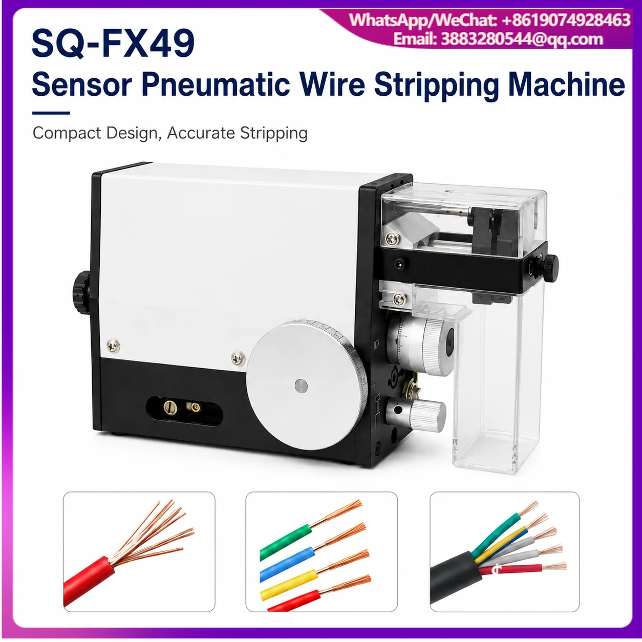 Sensor Pneumatic Semi-Automatic Wire Stripping Machine 32-14 AWG 0.03-2.08 Sq Mm 0.01 Mm Precision For Fine Electronic Wire