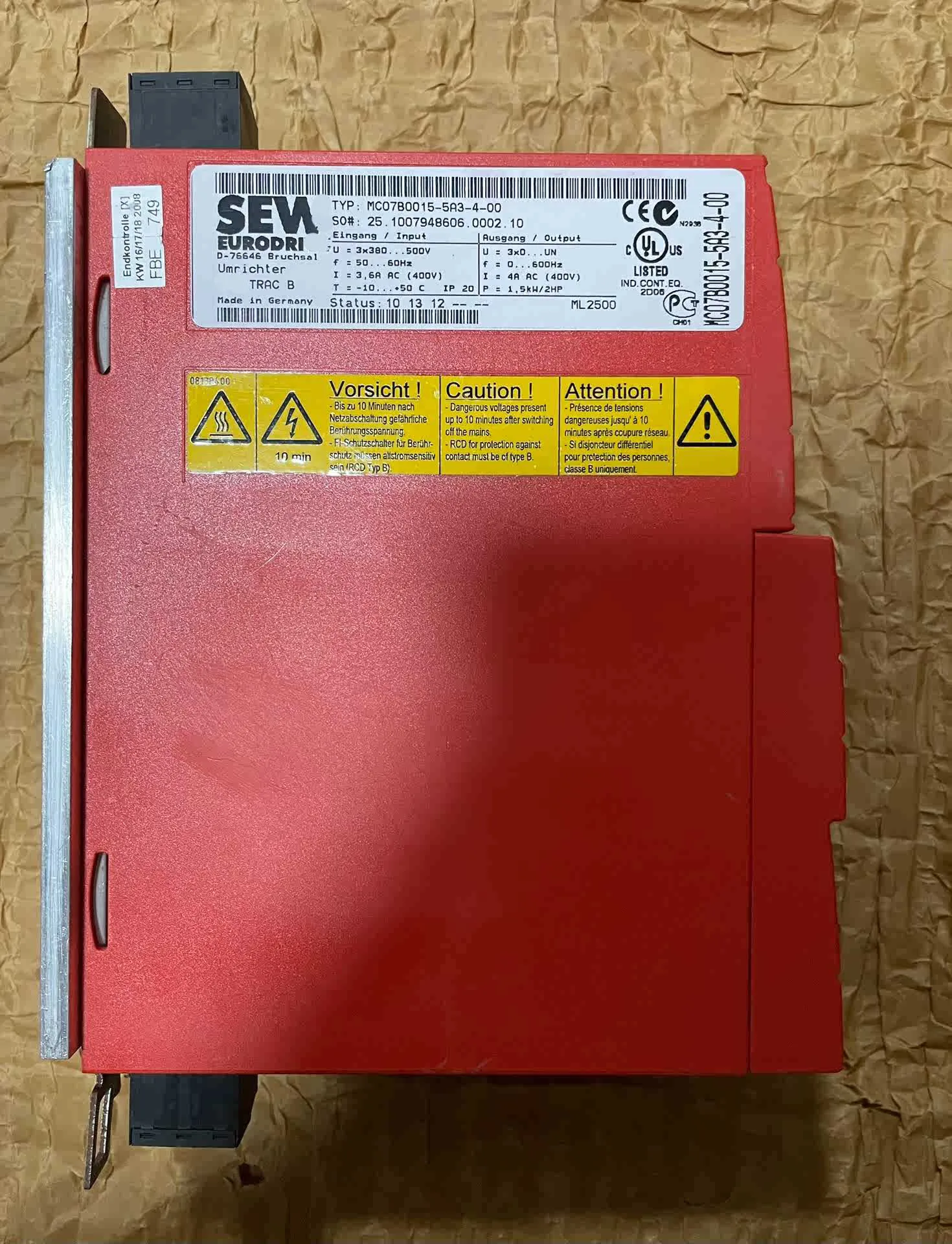 MC07B0015-5A3-4-00 Inversor para SEW MC07B0015-5A3-4-00