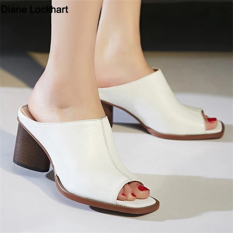 

Summer New Women Genuine Leather Sandals Quality Comfortable High Heeled Breathable Slippers Lady Shoes Femenino Mujer Yellow