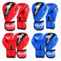 1 Pair Adult Boxing Gloves Men Punching Training Sparring Comfortable Adjustable Fighting Mitts Hand Protector Black Red Blue