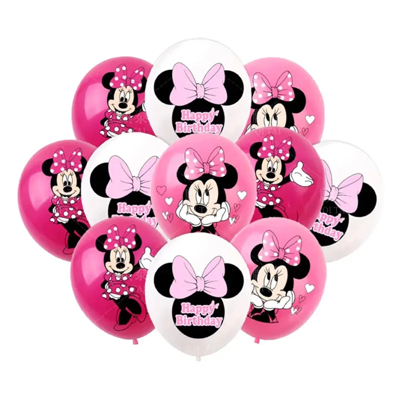 10pcs Minnie Mouse 12 Inch Latex Balloons White Pink Balloons Decorations Kit for Birthday Baby Shower Globos Party Supplies