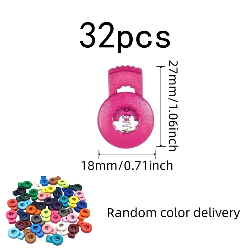 32 pcs Drawstring Cord Locks, Random Color Assortment, suitable for Backpack Drawstrings, Adjustable Spring Toggle