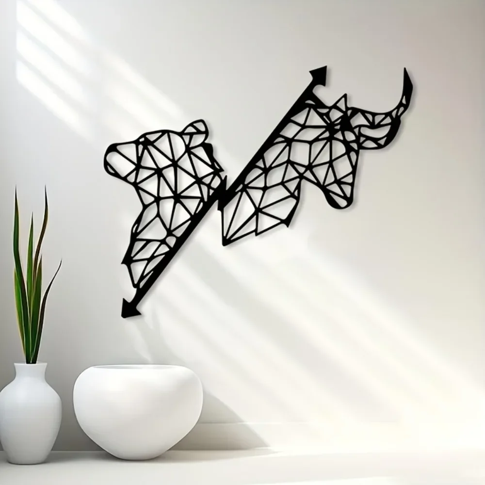 CIFBUY Vintage Iron Wall Art Rustproof Metal Bull Bear Decor Office Study Finance Investor Gift Large