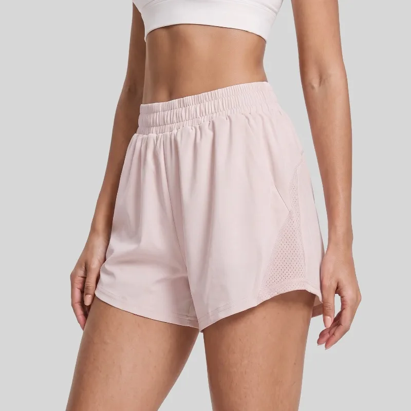 DFYNE Women High Waist Sports Shorts Quick Dry Running Gym Workout Training Shorts Mesh Panel Activewear Fitness Yoga Shorts