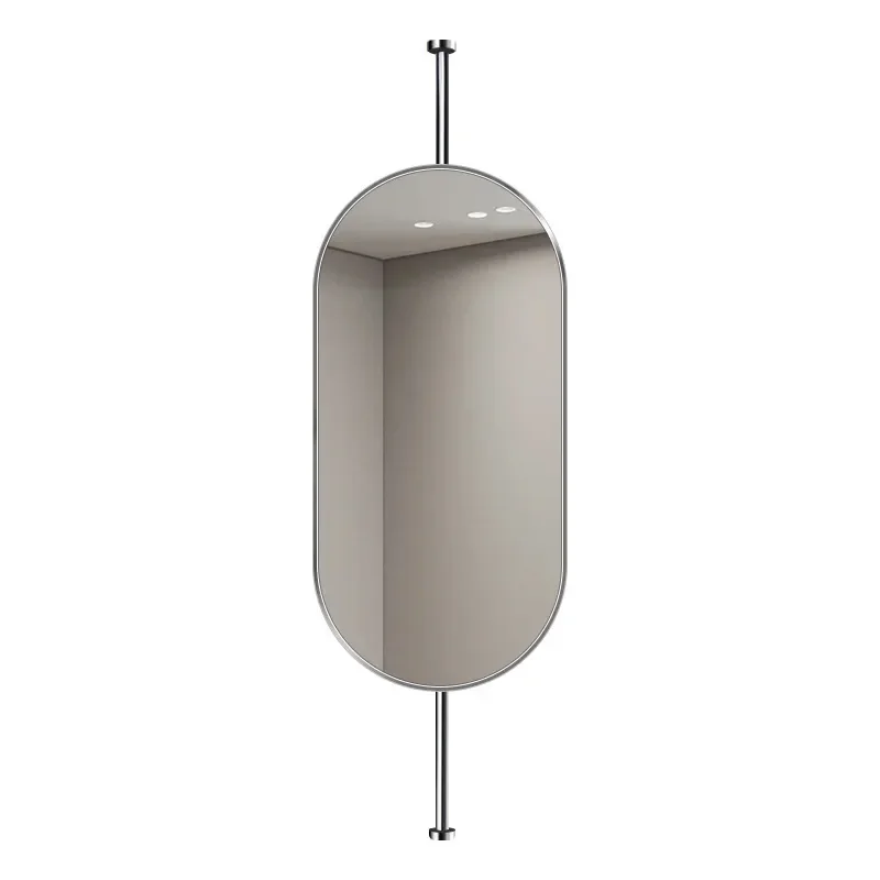 Oval Bathroom Mirror Stainless Steel Frame Wall Mounted Anti Fog Shatterproof Vanity Mirror for Hotel Home Modern Decor