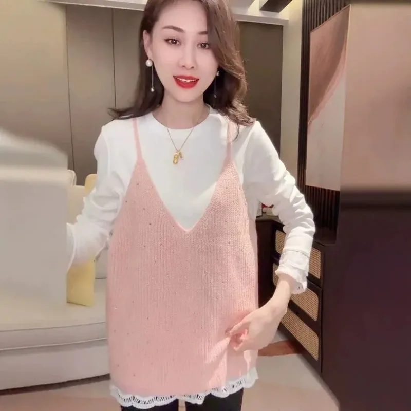 Women V Neck Hot Drill Knit Vest Sleeveless Loose Casual Layering Waistcoat For Autumn Winter