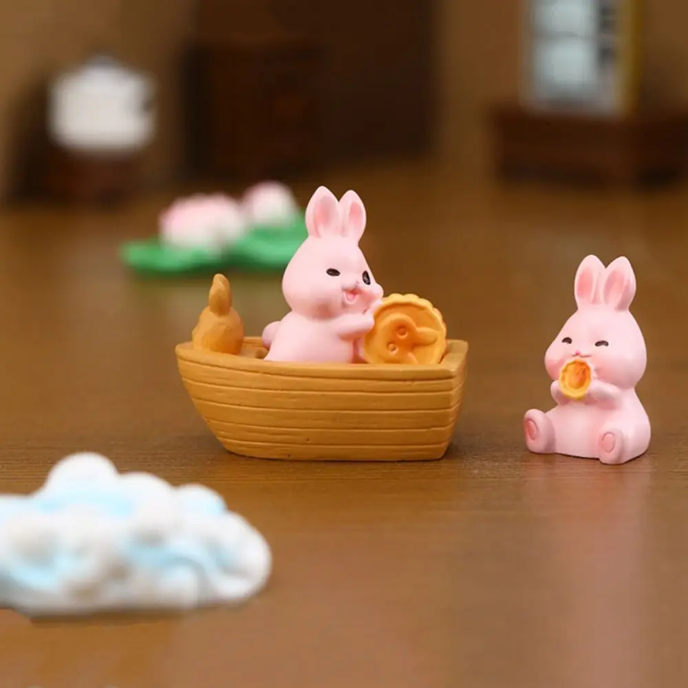 중국 스타일 중가을 축제 월병, 작은 흰 토끼 휴일 장식 인형, 회색 달 토끼 페이스트리, DIY 미니어처 피규어