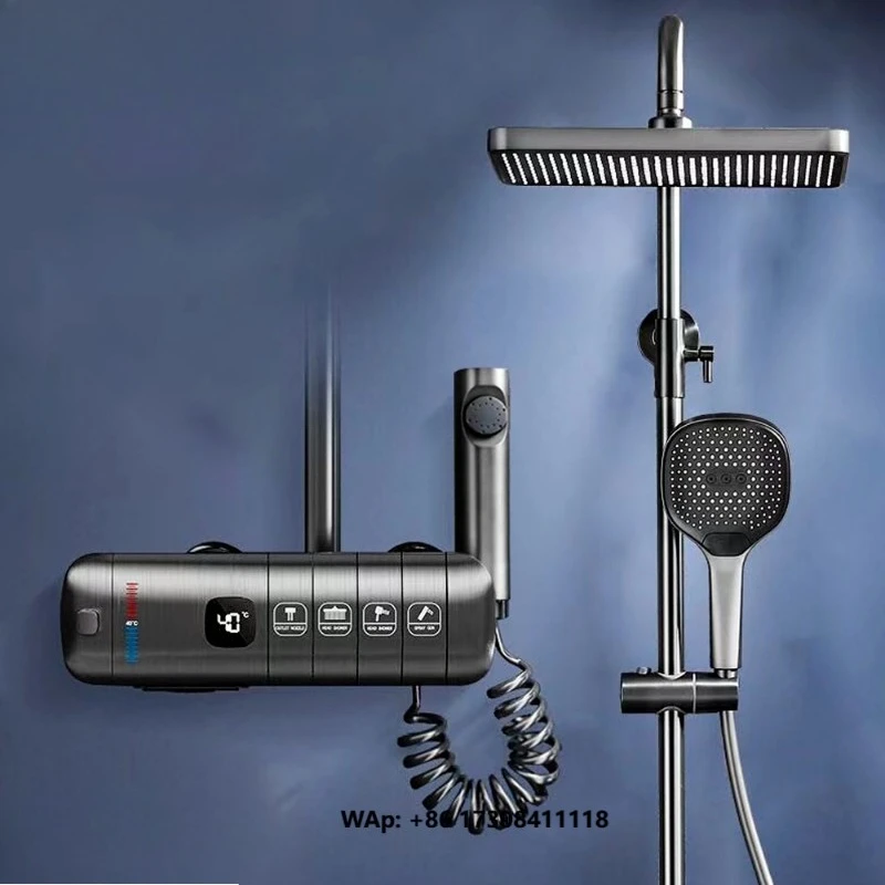 FSH OEM Digital Display Thermostatic Shower Set Hydroelectric Power Intelligent Temperature Control Large Panel Piano Apartment