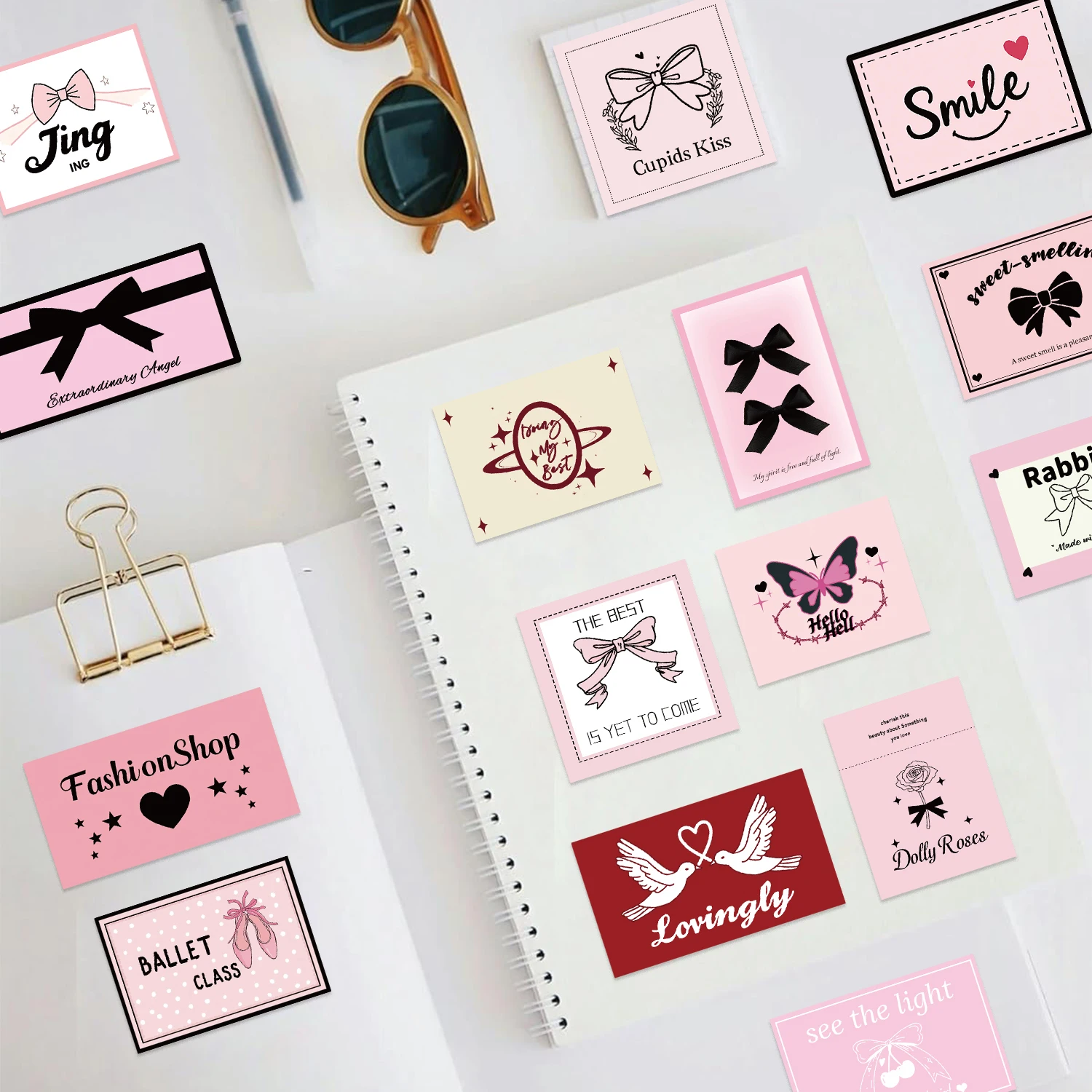 50PCS Cartoon Vintage Pink Egirl Charm Y2K Stickers Aesthetic 90s for Scrapbooking Laptop Phone Luggage Waterproof Sticker Decal