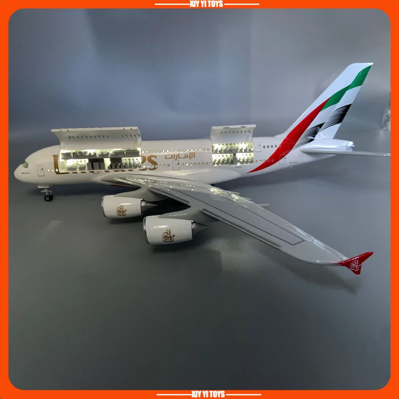 

Emirates A380 Aircraft Model with Opening Doors Simulation Static Display with Lights & Rolling Wheels
